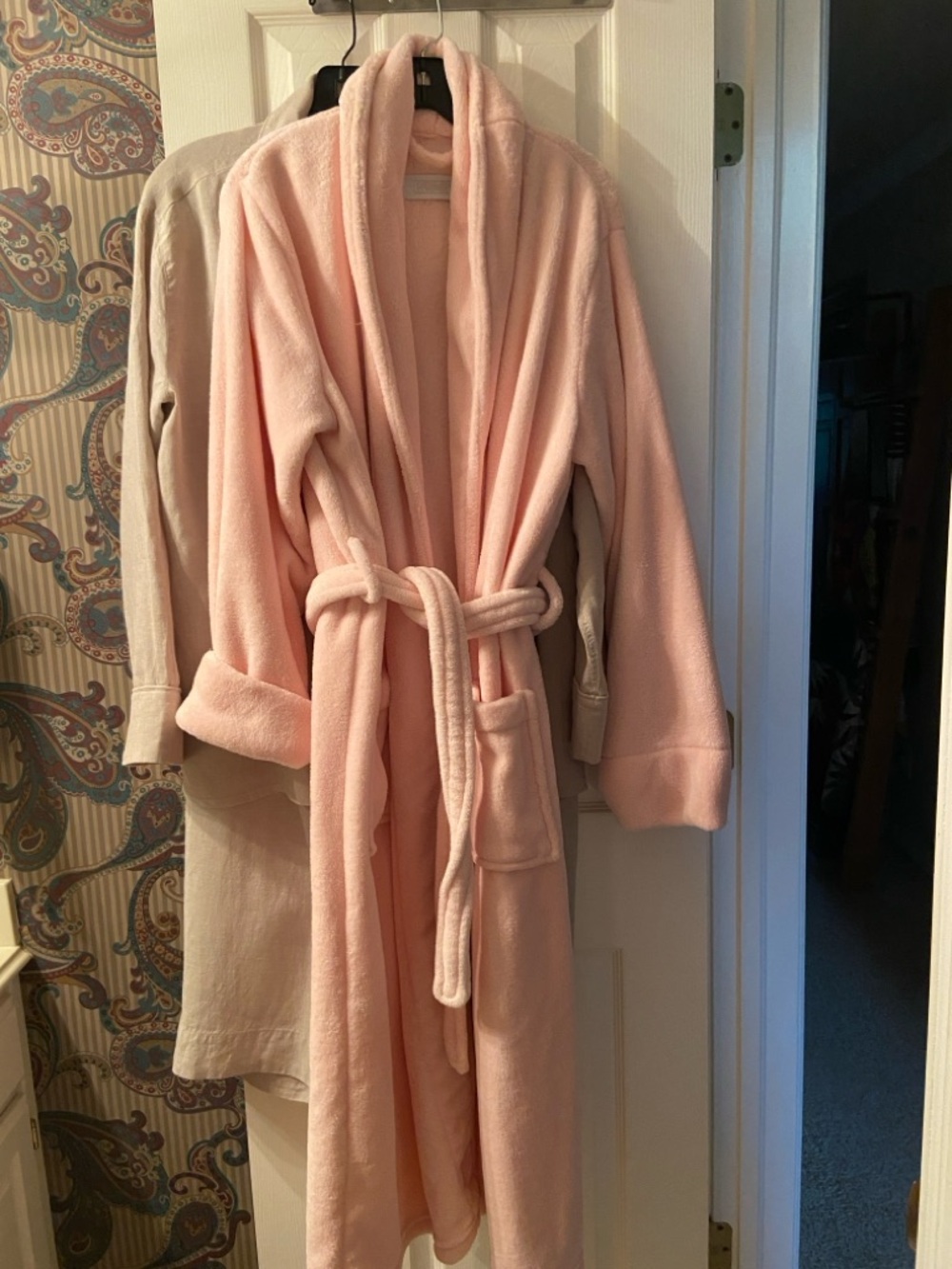 Restoration Hardware MEDIUM Long Plush Light Pink Bathrobe Robe w Belt NWOT
